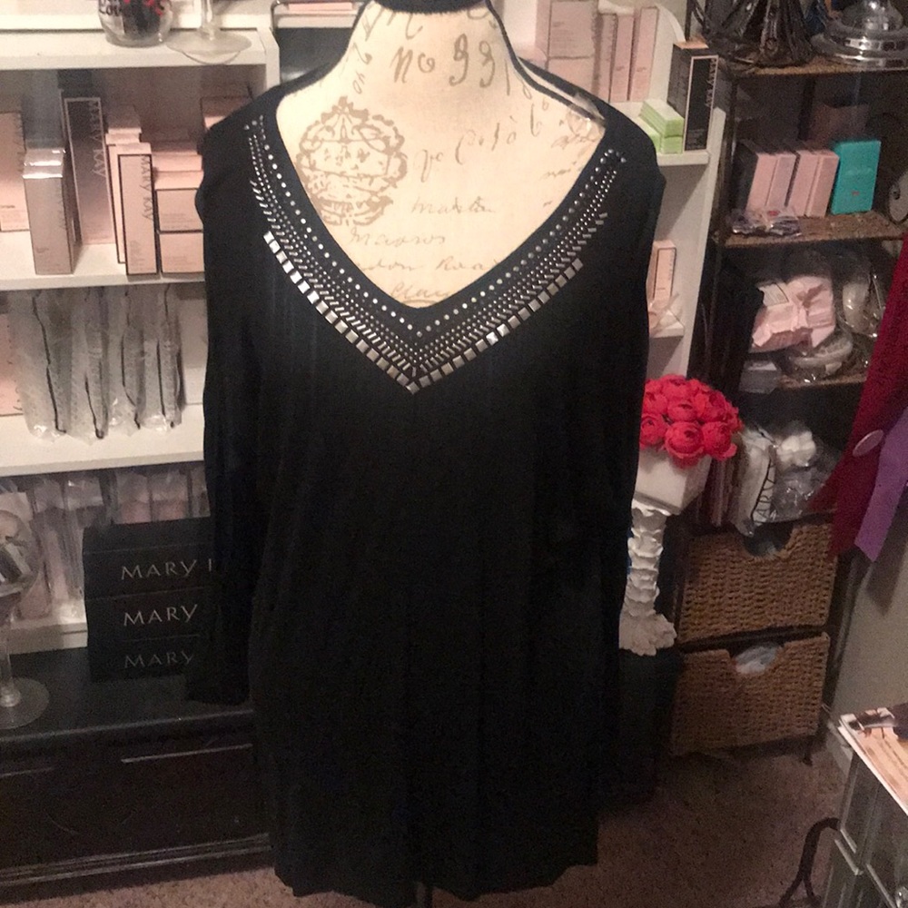 Lane Bryant open shoulder open sleeve shirt.